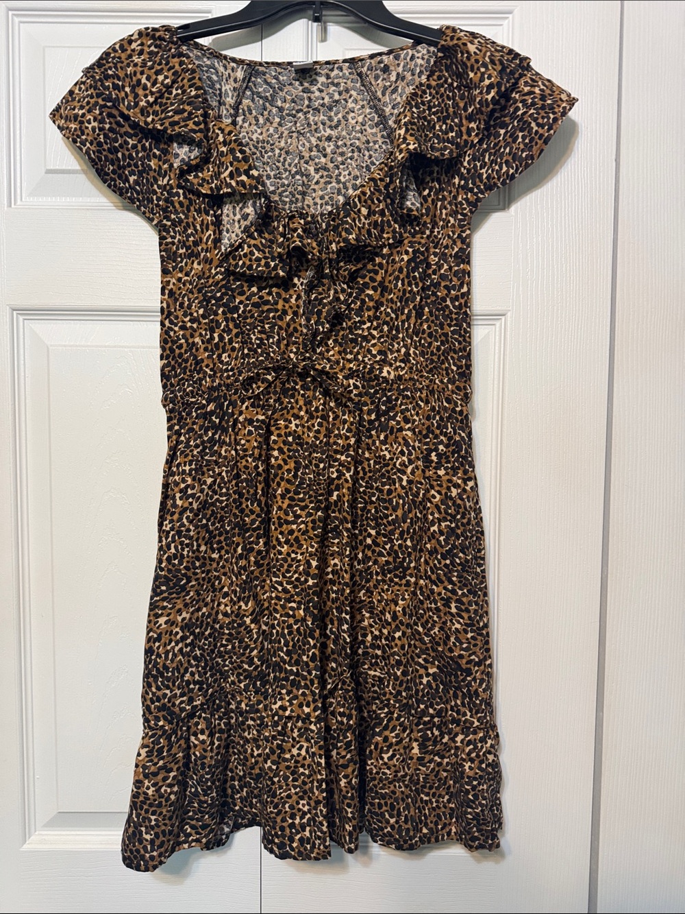 Old Navy Leopard Print Ruffle Dress - Brown and Black